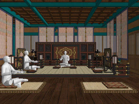 Interni di architettura antica in stile cinese Modello 3D