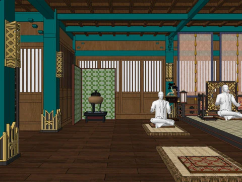 Interni di architettura antica in stile cinese Modello 3D