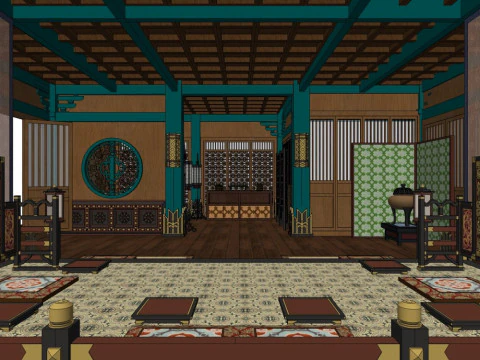 Interni di architettura antica in stile cinese Modello 3D