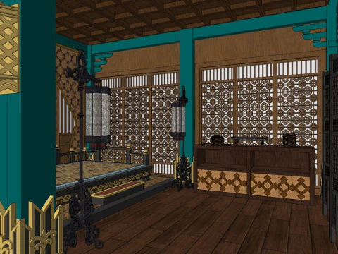 Interni di architettura antica in stile cinese Modello 3D