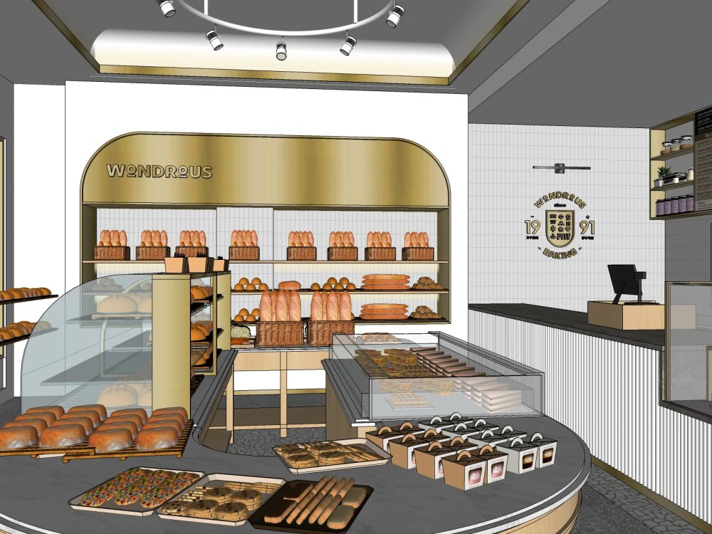 Interior design of bakery 3D Model .c4d .max .obj .3ds .fbx .stl .blend 