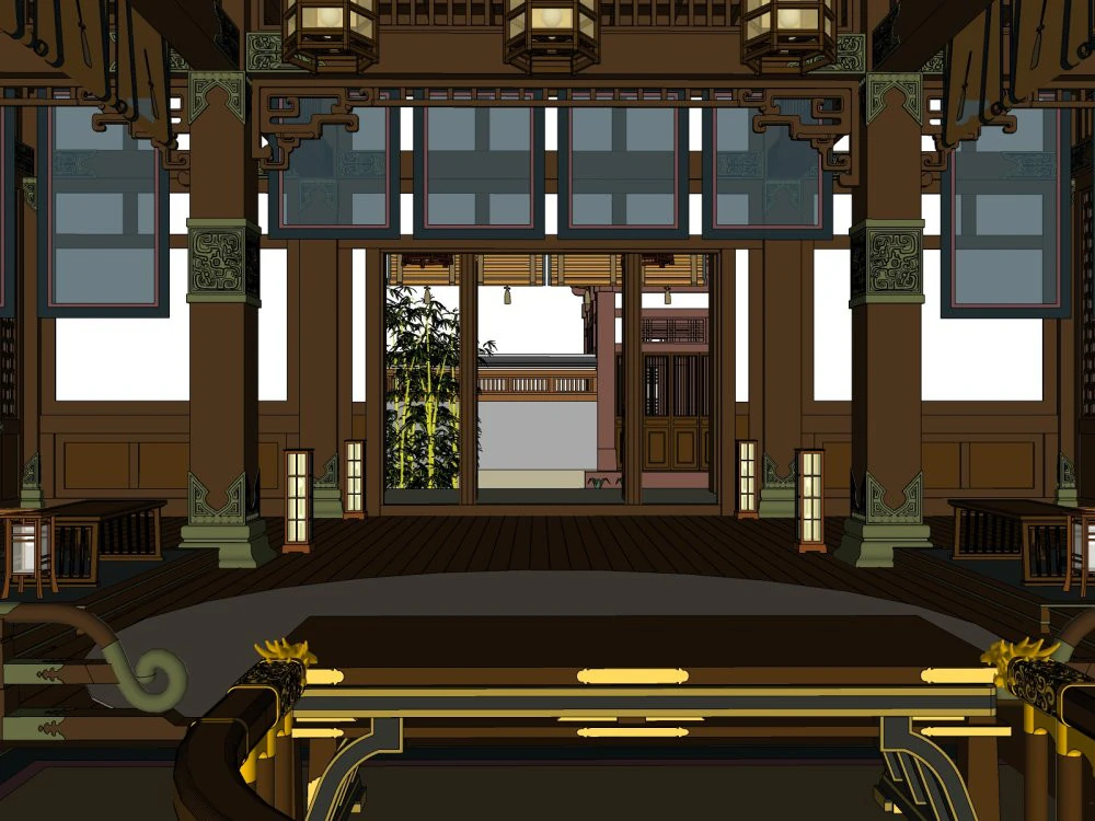 Ancient indoor set design 3D Model .c4d .max .obj .3ds .fbx .stl .blend 