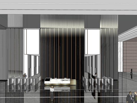 Entr&eacute;e d'un immeuble de bureaux Modèle 3D