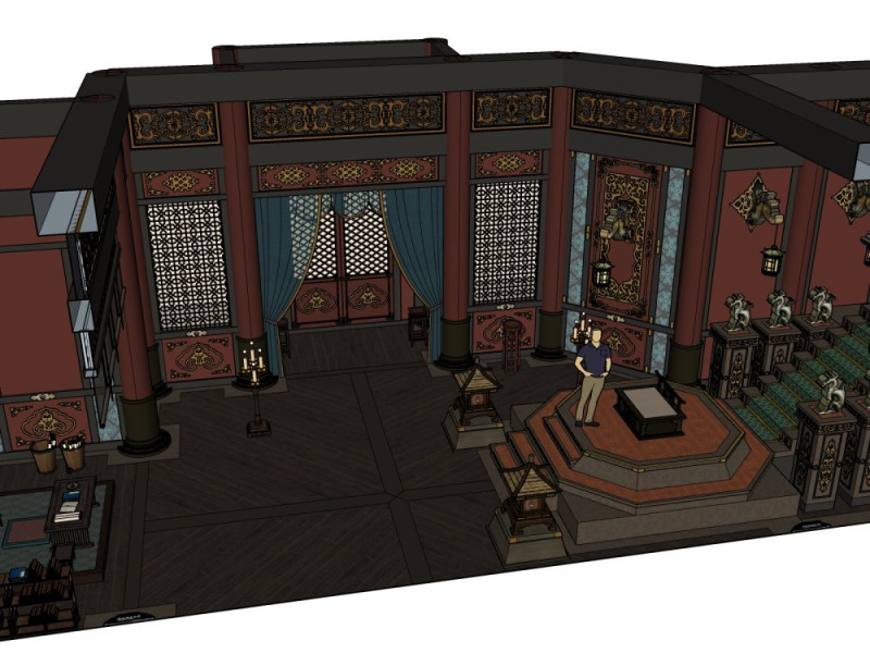 Chinese palace 3D Model .c4d .max .obj .3ds .fbx .stl .blend 