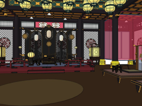 Disposizione delle stanze durante le dinastie Han e Tang Modello 3D