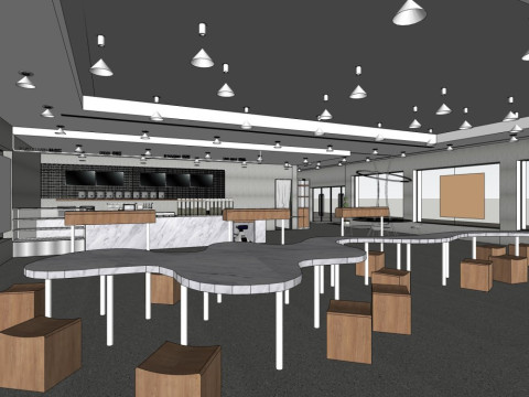 S&uuml;tl&uuml; &ccedil;ay d&uuml;kkanı tasarımı 3D Model