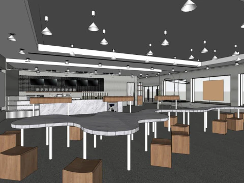 Milk tea shop design 3D Model