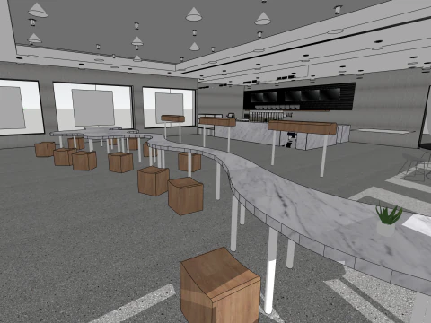 Milk tea shop design 3D Model