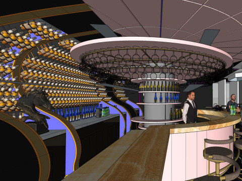 Bar interior design 3D Model