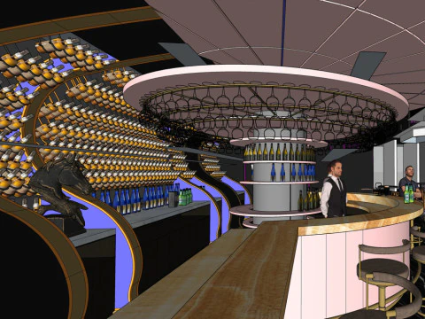 バーのインテリアデザイン 3Dモデル