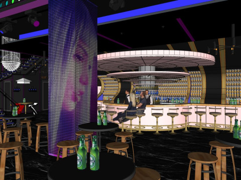 Bar interior design 3D Model