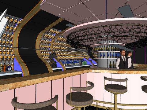 Bar interior design 3D Model