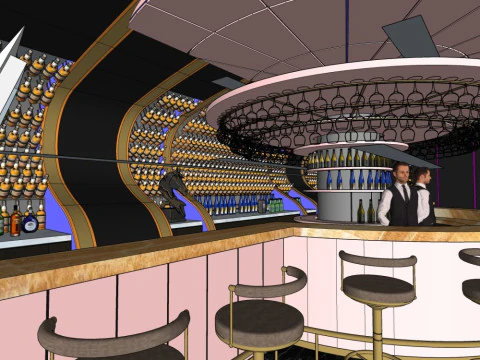 Bar interior design 3D Model