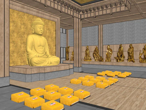 Kuil Shakya Mani Hall Model 3D