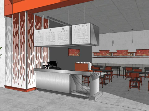 Modern-style bubble tea shop 3D Model