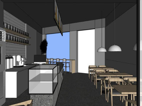 Modern-style bubble tea shop 3D Model