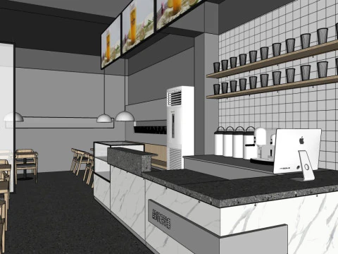 Modern-style bubble tea shop 3D Model