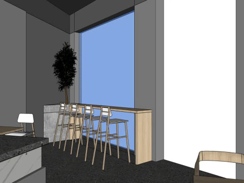 Modern-style bubble tea shop 3D Model