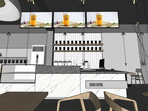 Modern-style bubble tea shop 3D Model