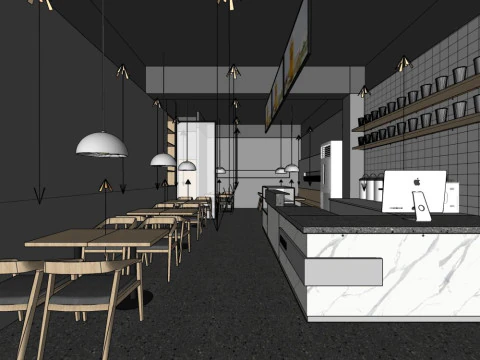 Modern-style bubble tea shop 3D Model