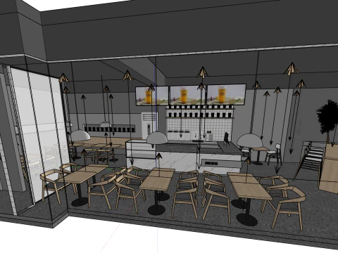 Modern-style bubble tea shop 3D Model