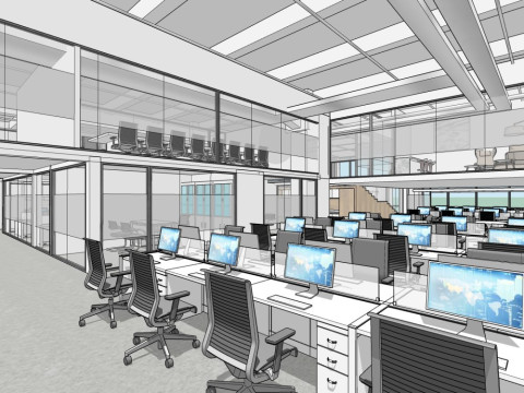 Frische und moderne B&uuml;rotechnik 3D Modell