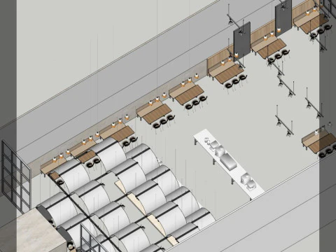 Restaurant Interior Design 3D Model