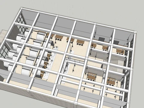 Restaurant Interior Design 3D Model