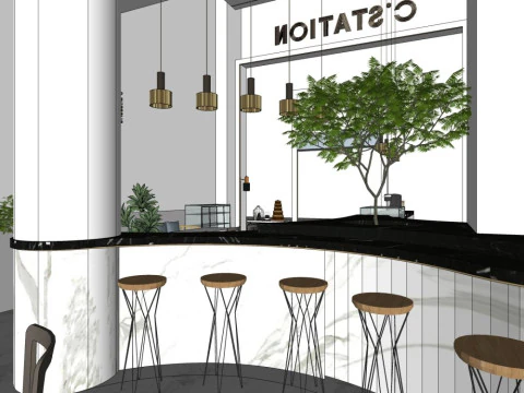 Milk tea shop design 3D Model