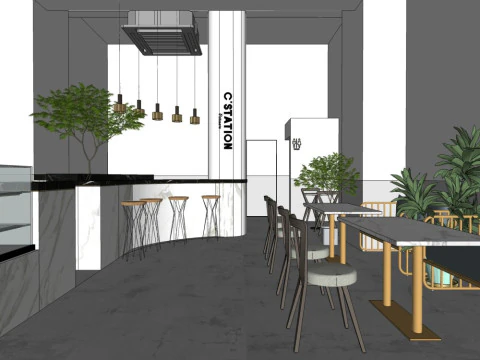 Milk tea shop design 3D Model