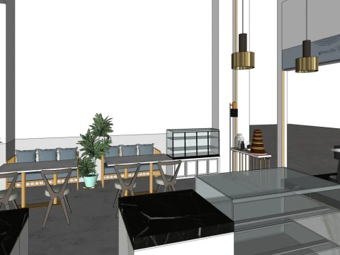 Milk tea shop design 3D Model