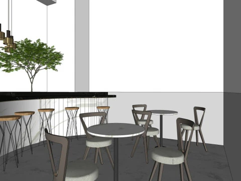 Milk tea shop design 3D Model