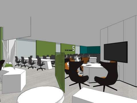 Projekt dekoracji wnętrz biurowych Model 3D