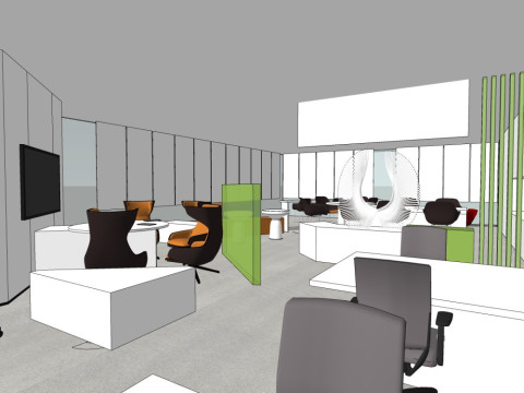 Office interior decoration design 3D Model