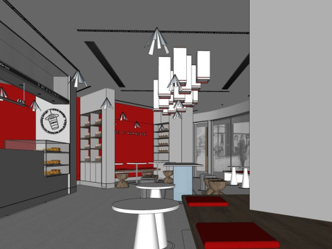 आधुनिक शैली की दूध चाय की दुकान 3D मॉडल