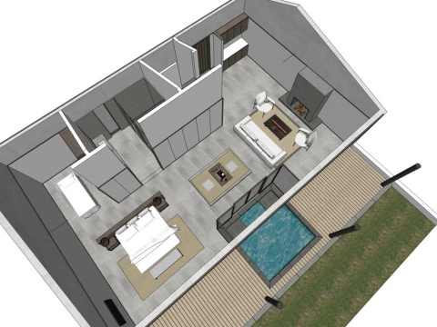 Indoor rooms in homestays 3D Model