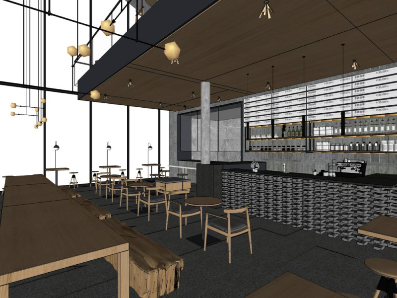 Modern coffee shop 3D Model .c4d .max .obj .3ds .fbx .stl .blend 