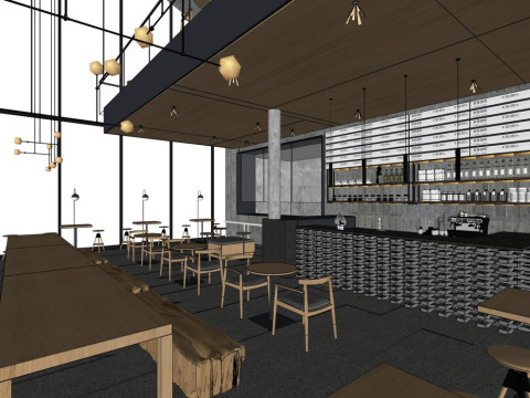 현대적인 커피숍 3D 모델