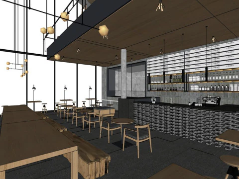 आधुनिक कॉफ़ी शॉप 3D मॉडल