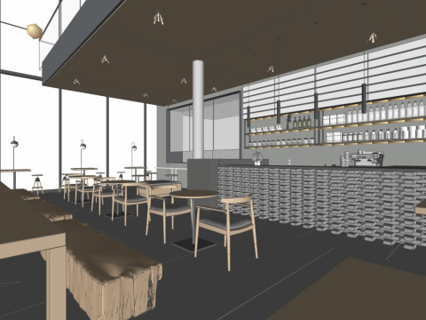 Modern coffee shop 3D Model