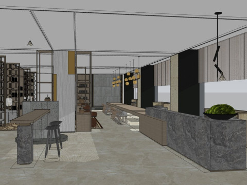 Design de Decora&ccedil;&atilde;o do Lobby do Clube Modelo 3D