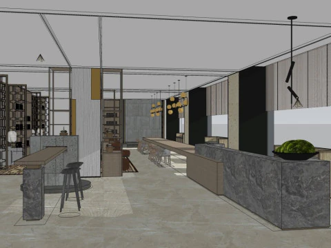 Design della decorazione della lobby del club Modello 3D