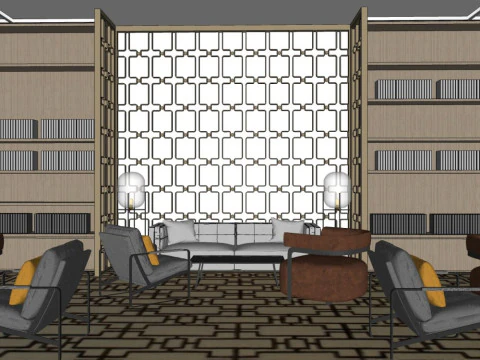 Decoration Design of Club Lobby 3D Model