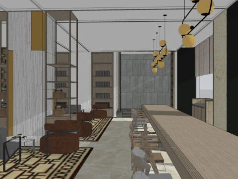 Decoration Design of Club Lobby 3D Model