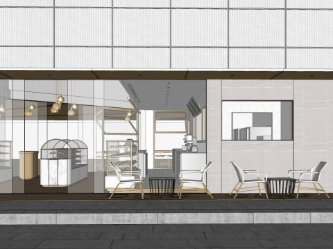 Dise&ntilde;o de tienda de t&eacute; con leche. Modelo 3D