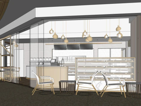 Milk tea shop design 3D Model