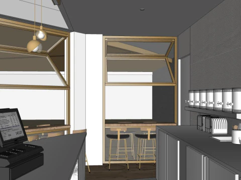 Milk tea shop design 3D Model