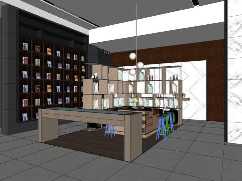 लॉबी में स्वागत एवं विश्राम क्षेत्र 3D मॉडल