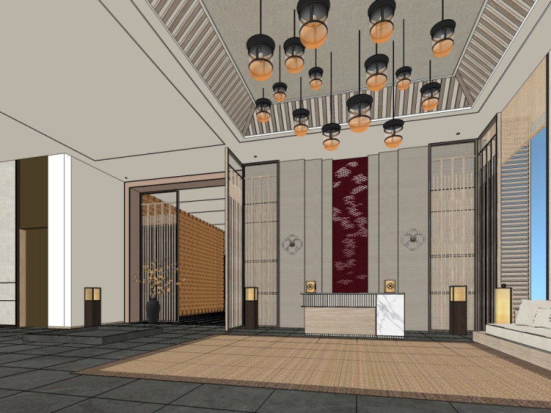 Reception Lobby 3D Model .c4d .max .obj .3ds .fbx .stl .blend 