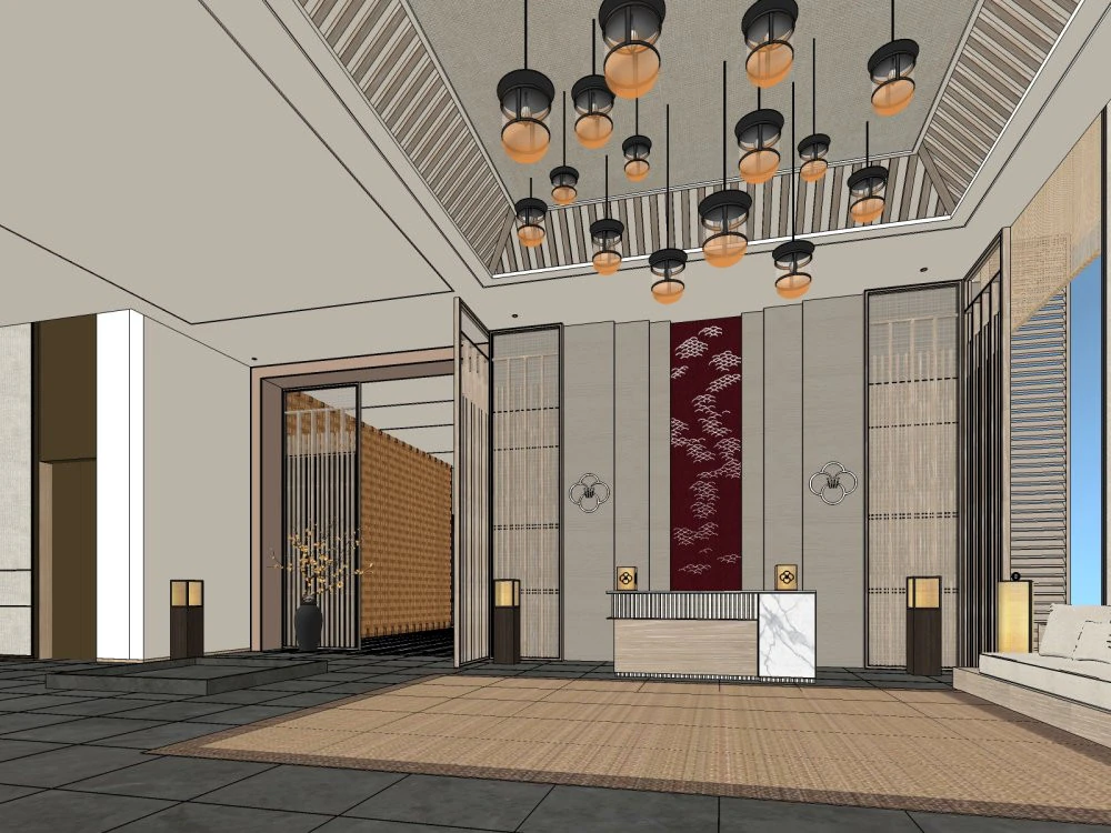 Reception Lobby 3D Model .c4d .max .obj .3ds .fbx .stl .blend